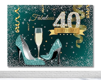 Fabulous 40th Birthday Photography Backdrop 50th Women Birthday High Heel Photo Background Personalized Birthday Decor Banner Photo Prop