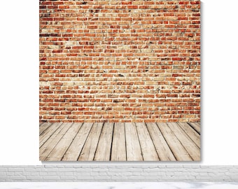 Mur de briques rouges, sol en bois, arrière-plans photo, arrière-plan de photographie professionnelle
