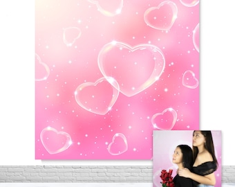 Early 2000s Photography Backdrop Birthday Party 90s Love Pink Photo Backdrop Valentines Heart Stars Vinyl Photo Booth Background