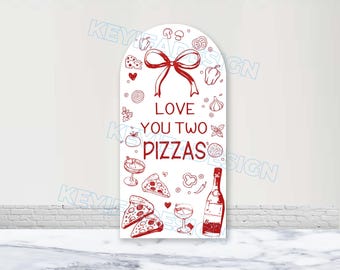 Love You Two Pizzas Arch Cover Polyester Custom Color Text Image Pizza 2nd Birthday Arch Cover