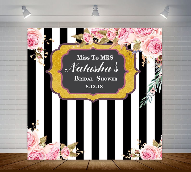 Wedding Bridal Shower Photography Backdrop Flowers Black and Etsy