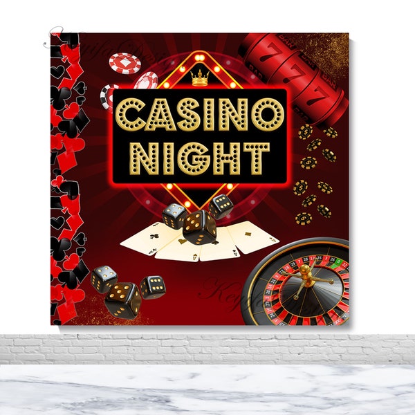 Casino Night Birthday Backdrop 30th 40th 50th Birthday Party Photography Backdrop Poker Chips Red And Black Decor Banner Photocall Backdrop