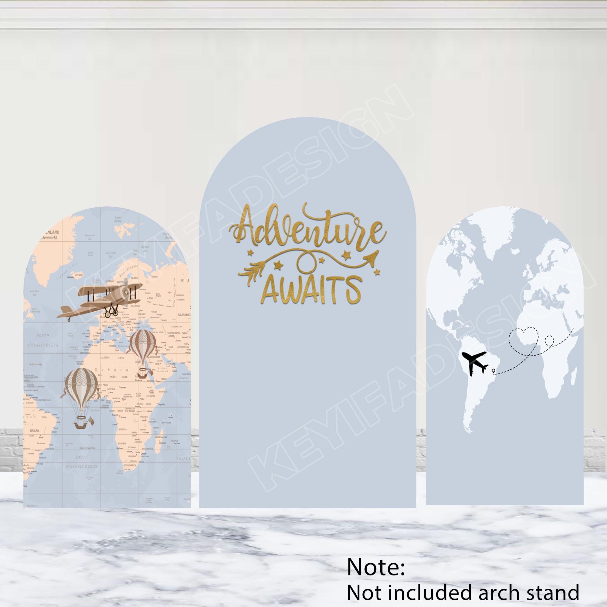 Adventure Awaits Fondale Fotografico Per Baby Shower, 177,8 X 101,6 Cm, Con Scritta 'Let The Adventure Begin'