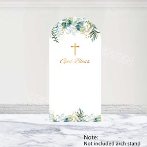 Arco de cruz de la bendición de Dios, telón de fondo personalizado de poliéster de doble cara para bautizo de bebé, arco de primera comunión, decoración para baby shower