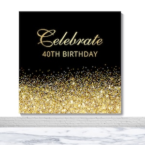 Happy 40th 50th Birthday Photography Backdrops Gold Glitter Dots Photo Background Black And Gold Custom Decor Banner Photo Booth Props
