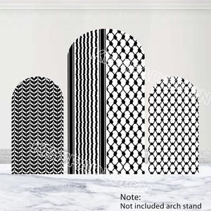 Keffiyeh Embroidery Arch Backdrop Jordanian Wedding Bridal Shower Backdrop Polyester Double-Sided Palestinian Keffiyeh Tatreez Arch Cover