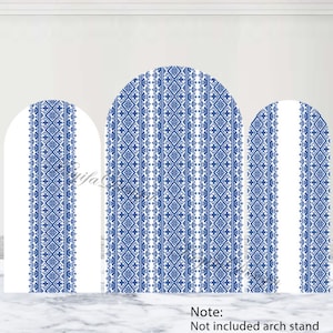 Palestinian Embroidery Arch Cover Blue Palestinian Henna Backdrop Polyester Jordanian Wedding Double-Sided Arch Cover Bridal Shower Prop