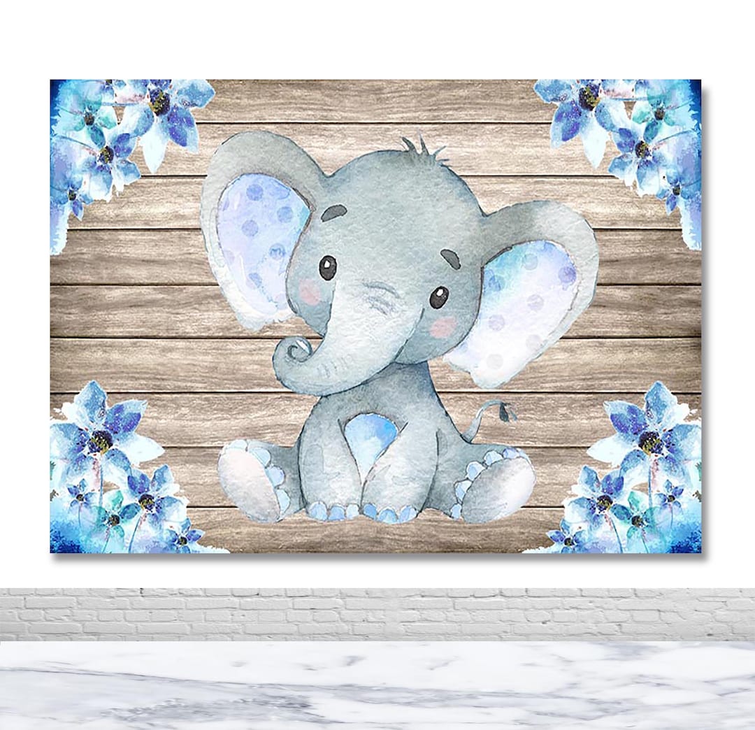 Baby-Elefant Fotohintergrund – 2,1 X 1,5 M, Niedliches Design Mit Grünem Blattkranz Für Babyparty & Enthüllung