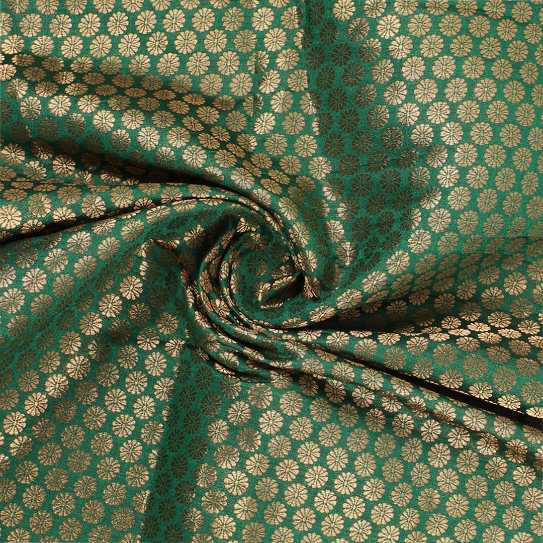 Buy Dark Green Brocade Art Silk Fabric by the Yard Indian Brocade