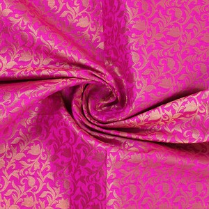 Indian Brocade Fabric By The Yard Dark Pink Brocade Fabric Art Silk Solid Pattern Wedding Lehenga Skirt Fabric For Sewing