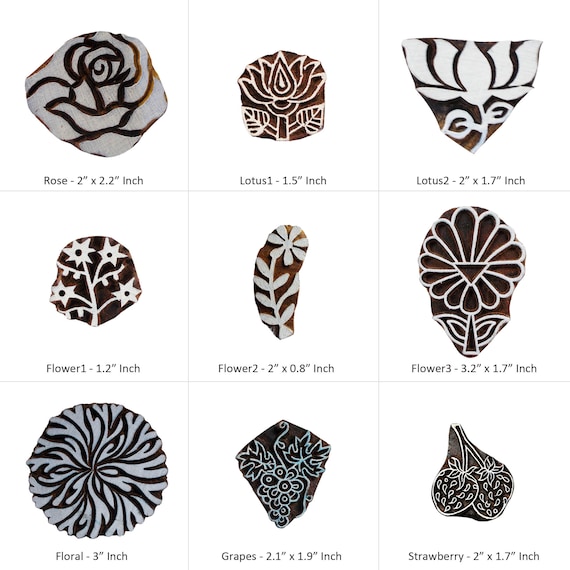 Lotus Flower Design Handmade Wooden Block Indian Traditional Fabric Printing Stamp