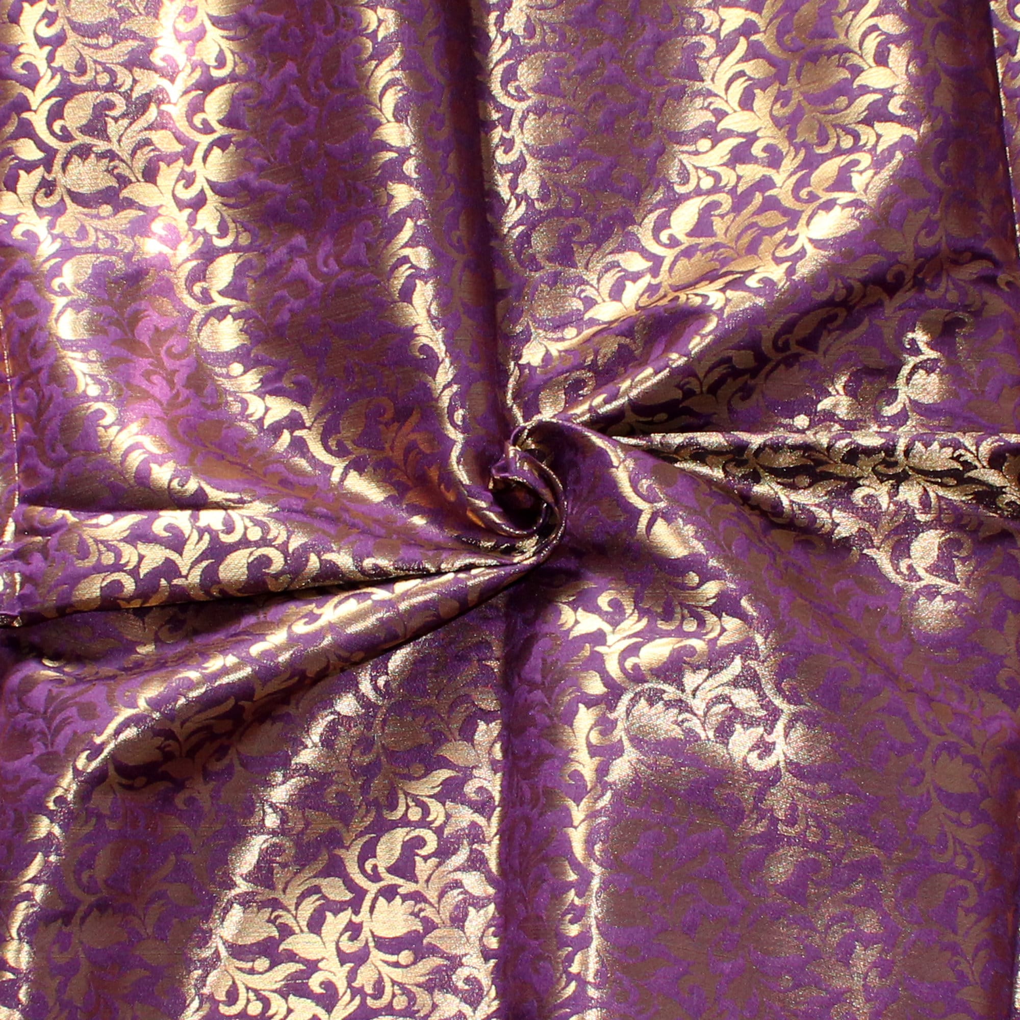 Plum Brocade Art Silk Fabric By The Yard Solid Pattern Indian Etsy
