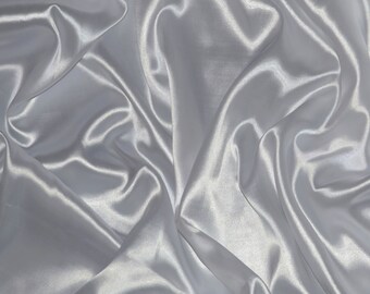 Silver Satin Fabric Satin Fabric by the Yard Shiny Bridal Satin Fabric For Robs Gown Apparel Dress Satin Bride Fabric