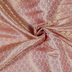Indian Brocade Fabric Peach Brocade Art Silk Fabric By The Yard Home Decor  Solid Pattern Wedding Lehenga Fabric For Sewing