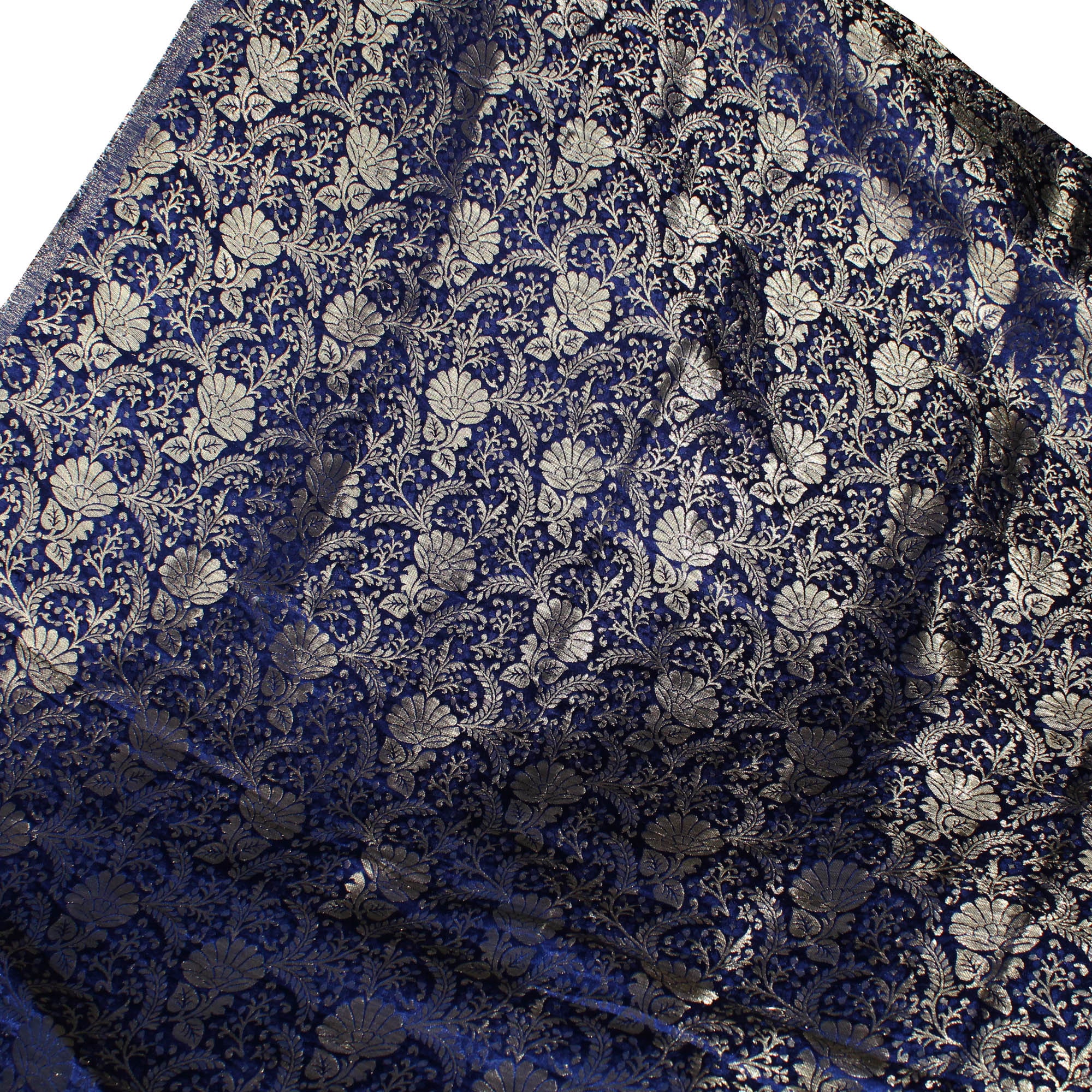 Navy Blue Indian Banarasi Brocade Silk Fabric Banaras Brocade - Etsy