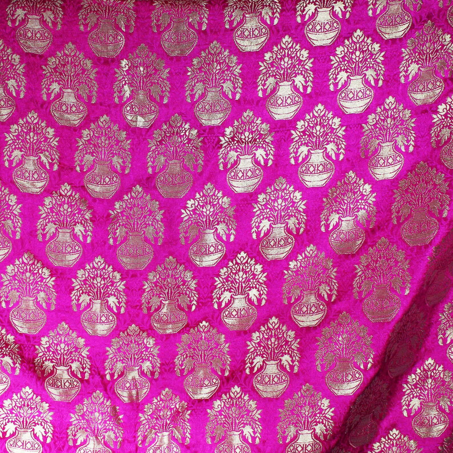Indian Banarasi Brocade Silk Fabric Dark Pink Benarse Brocade Etsy