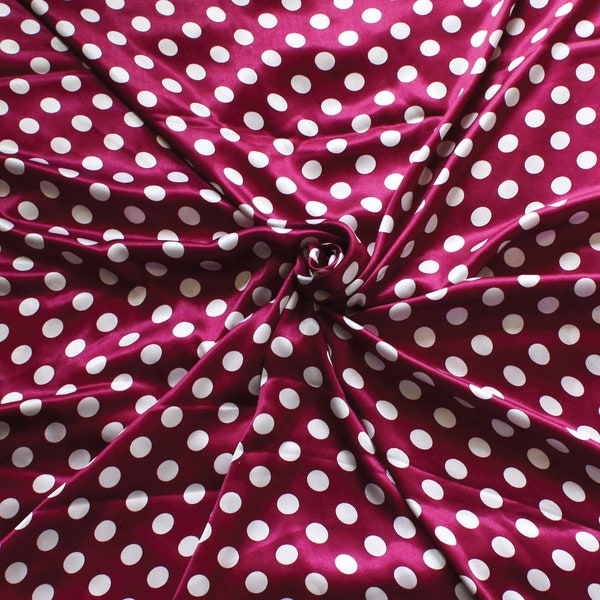 Polka Dots Satin Fabric Plum per yard Faux Satin Shiny Silky Fabric For Night Dress Robes Robe Jupe Slip