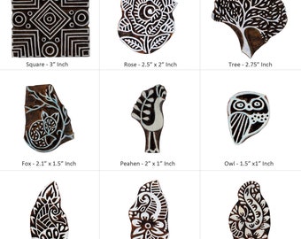 Wooden Stamp, Handcarved Printing Block, Wood Motif, Textile Stamps Clay Pottery Craft Tattoo Scrapbooking Ceramic Print Blocks