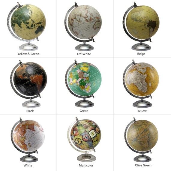 Antique Desktop 6 Spinning Globe for Kids and Geography Lovers Vintage Shading with Plastic Base World Globe