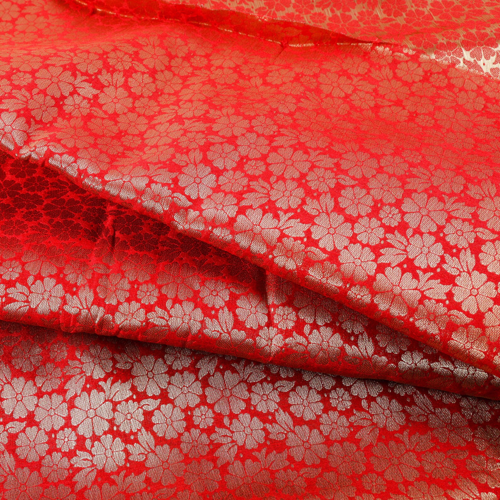 Red Brocade Art Silk Fabric per yard Brocade Fabrics Banarasi Etsy