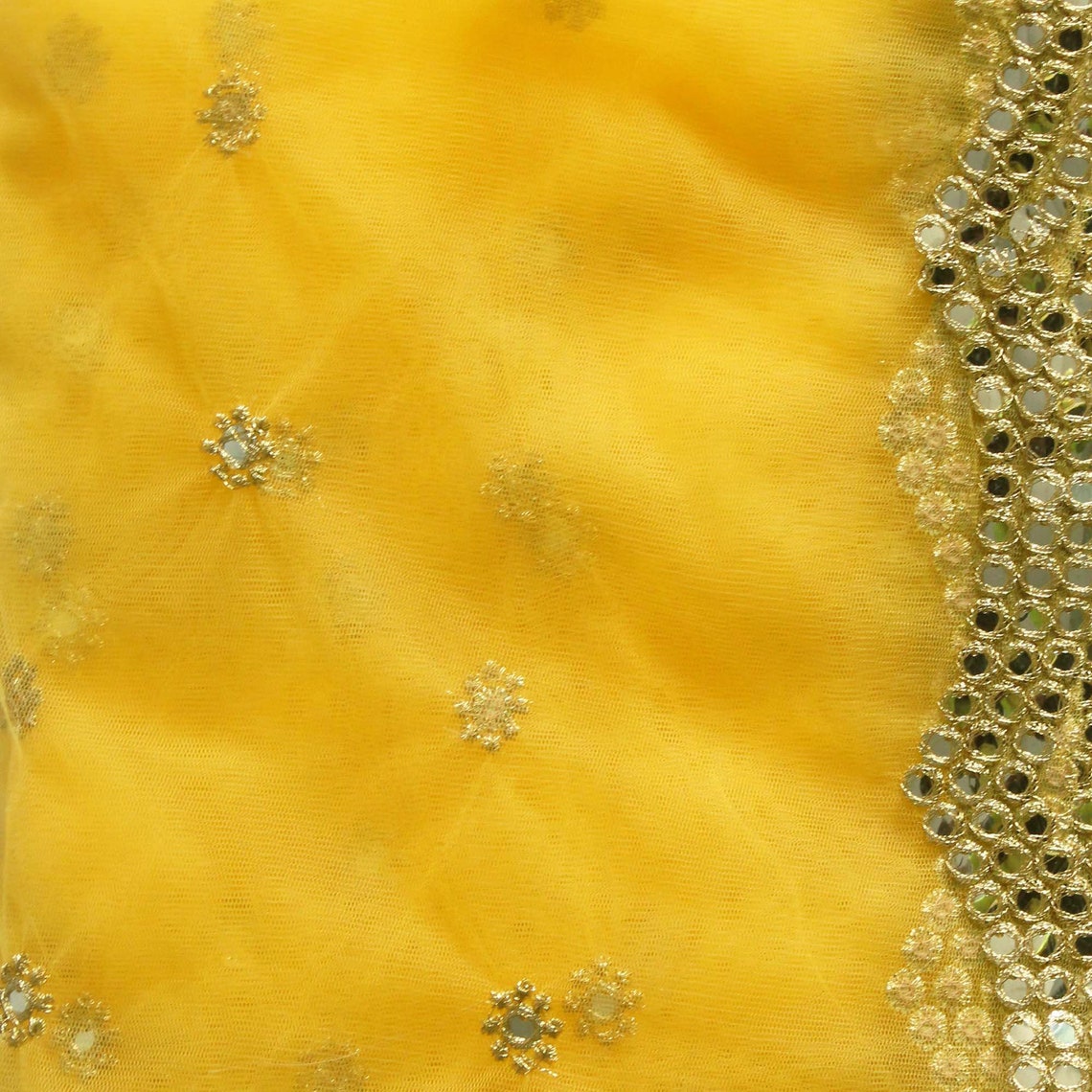 Net Embroidery Fabric Yellow by the Yard Designer Fabrics Etsy