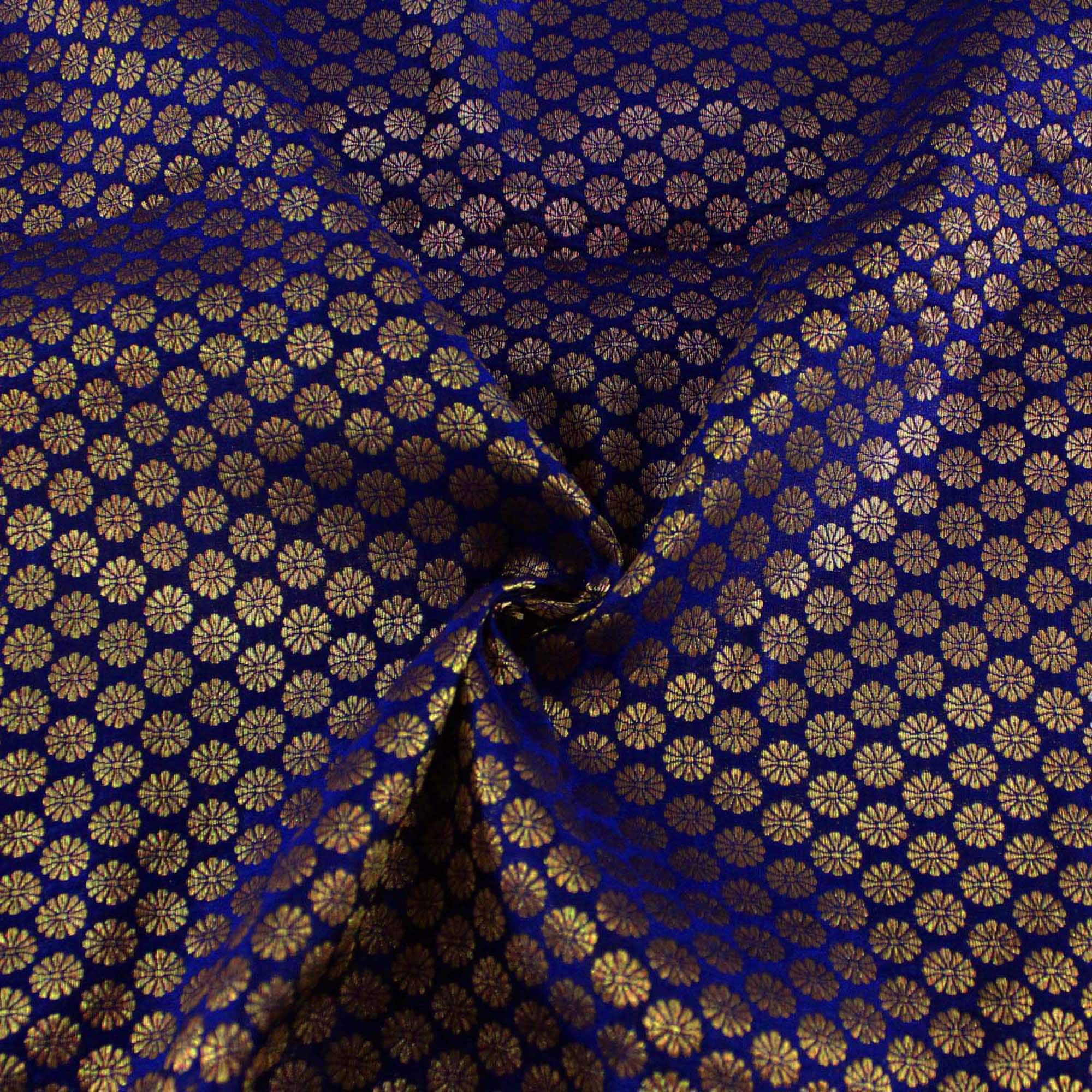 Brocade Art Silk Navy Blue Fabric By The Yard Home Decor Solid | Etsy