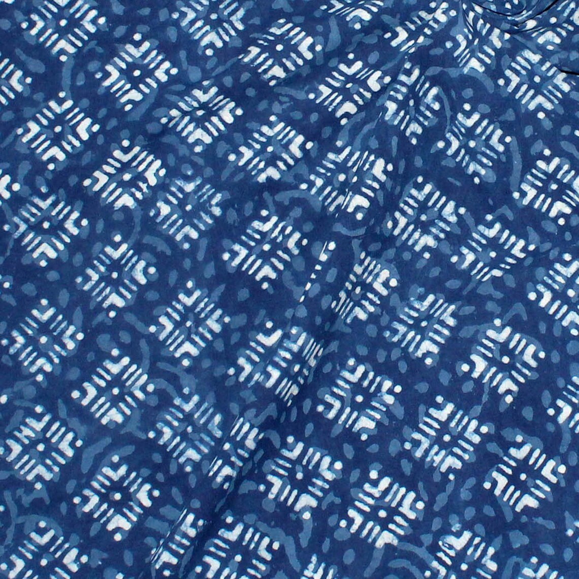 Indigo Blue Block Print Fabric Cotton Floral Geometric Hand - Etsy