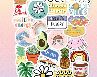 small large stickers light pink blue yellow vsco girls etsy