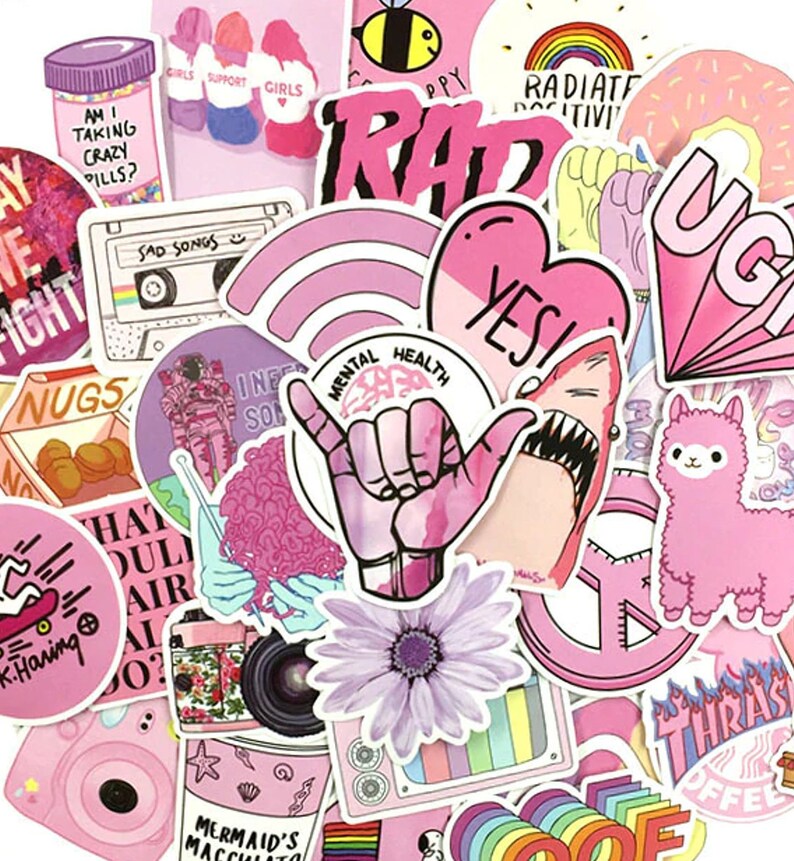 Light Pink VSCO Girl Aesthetic Stickers for Girls for Bottle Etsy