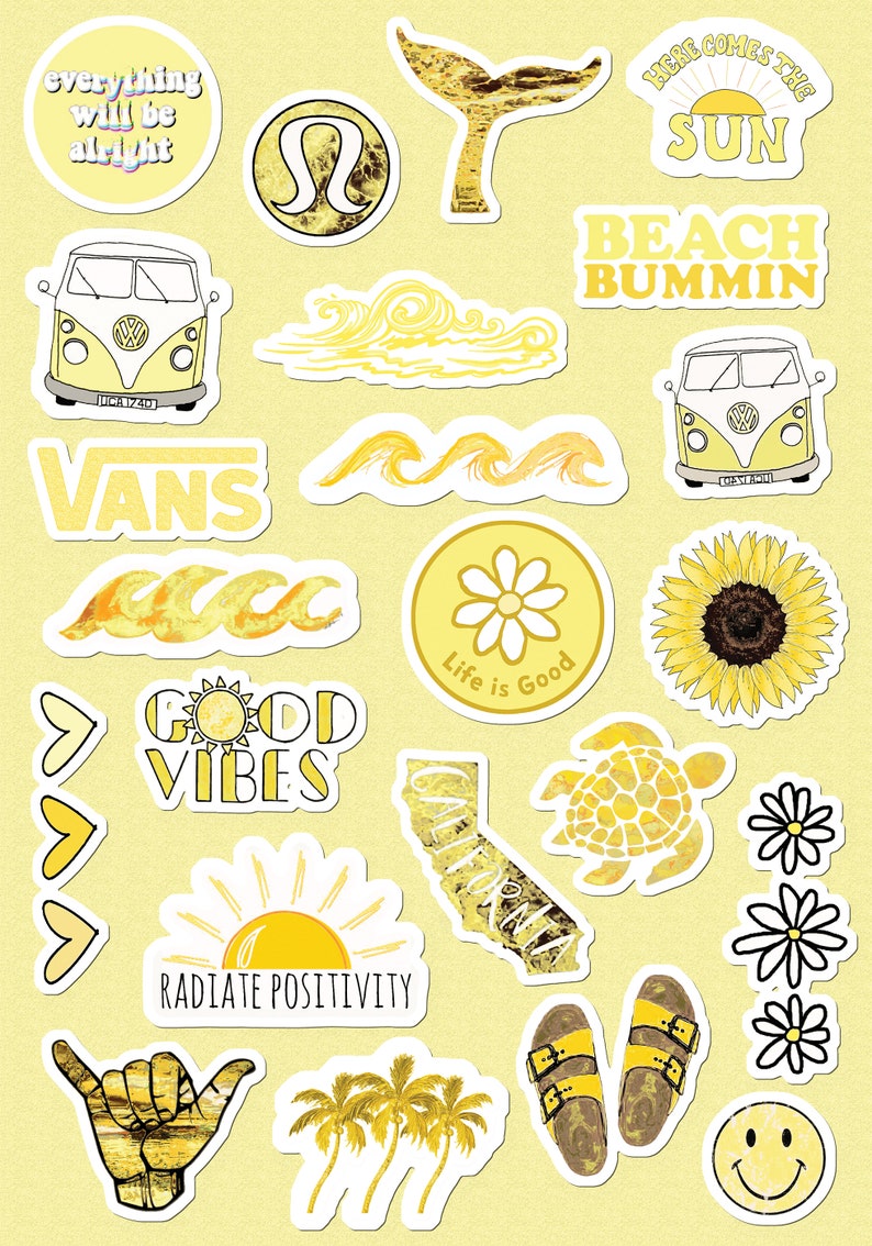 Small & Large Stickers Vsco Light Blue-yellow Pink Peachy - Etsy