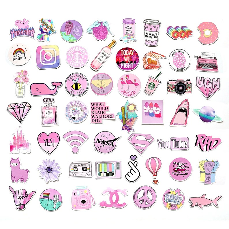 Light Pink VSCO Girl Aesthetic Stickers for Girls for Bottle | Etsy