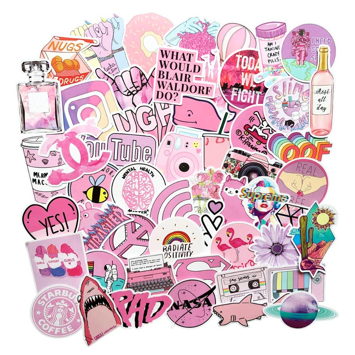Light Pink VSCO Girl Aesthetic Stickers for Girls for Bottle Etsy