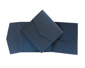 Pocket Fold Invites Dark Navy Blue Wedding Invitation Kit Etsy