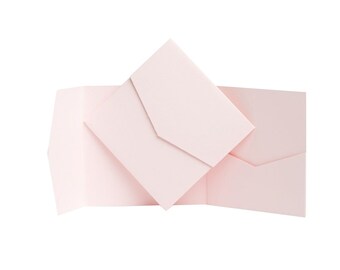 Pocketfold Invitesblush Pink Pocket Fold Stationery Kit Etsy