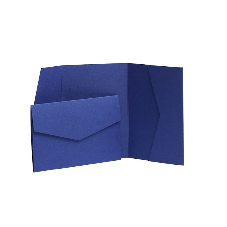 Folding DIY Envelopes Pocketfold Invites.Dark Blue Pocket Fold Etsy
