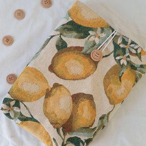 Padded book sleeve, floral book bag, book & Kindle accessories, bookworm gifts for readers, handmade, yellow book bag