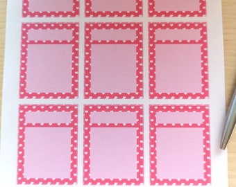 Large, Pink Vertical Box Stickers With White Heart Design, Suitable for any Planner ( including the EC planners)