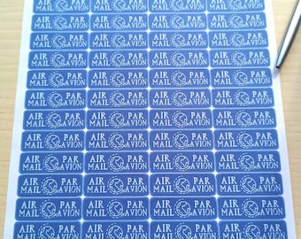 Blue Air Mail/Par Avion Stickers, Suitable for Shipping International Envelopes