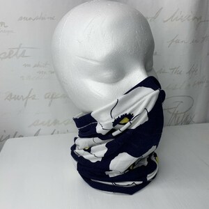 Buff Blue White Floral Mask Headband Neck Gaiter Shield Face Sport Handcrafted