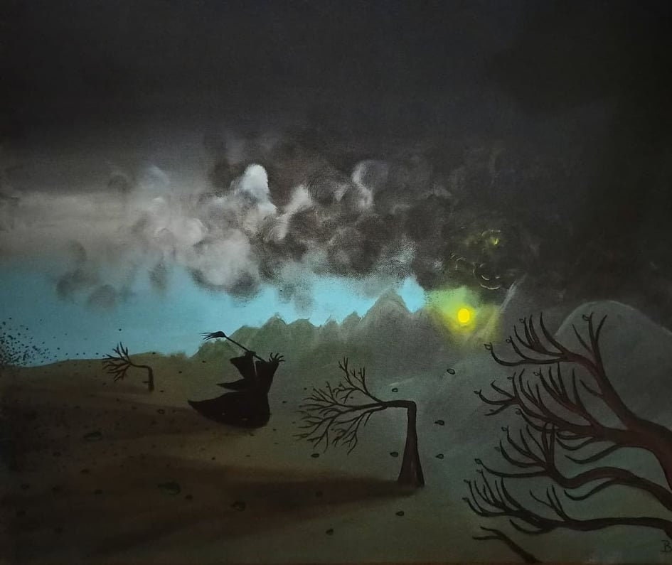 Peinture Acrylique, Sorcière, Toile Tendue