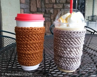 Dundee Coffee Cup Cozy Crochet Pattern- Slide On Cup Sleeve Pattern- Beginner Intermediate CROCHET PATTERN- Crochet Cup Mug Cozy