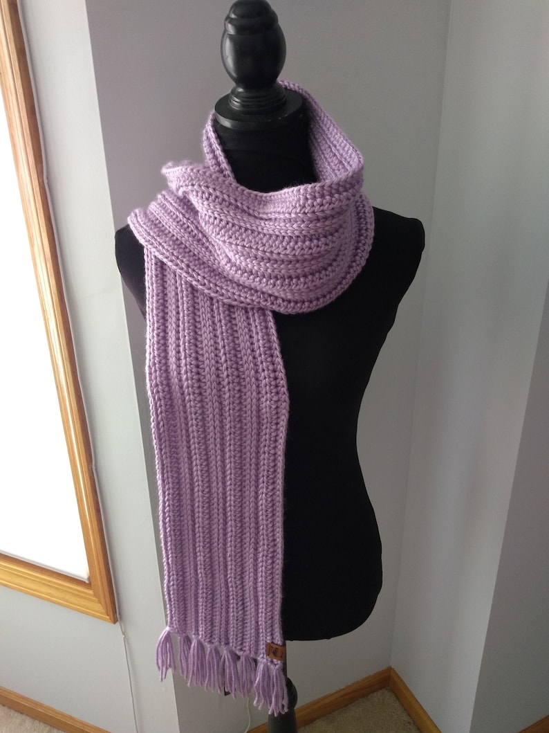 PapioCreek Rib Stitch Scarf crochet pattern listing photo by PapioCreekCrochet