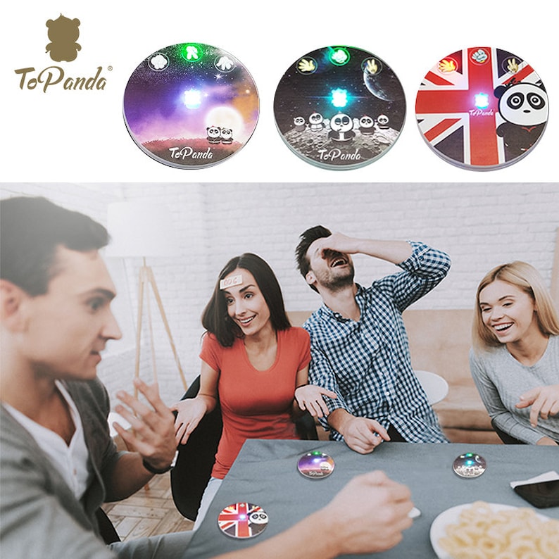 2 pcs 1st in market Pad Mat Bar Party Gift for him Gift for her Custom Engraving ToPanda LED Cup Holder Coaster with table Game 18 styles