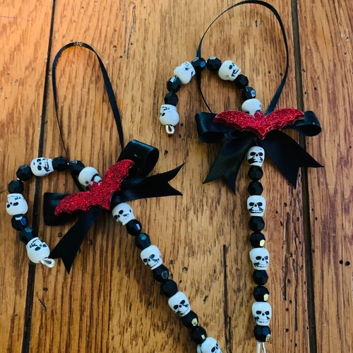 Skull Candy Cane Christmas Tree Ornament, Creepy candy cane, Spooky Christmas Tree