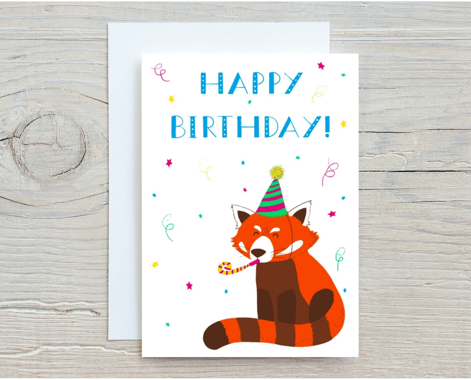 Happy birthday red panda greetings card | Etsy