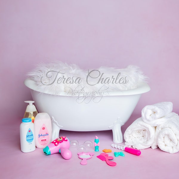 Newborn Baby Bathtub Spa Girl Digital Backdrop Background Instant Download without Watermark High Resolution