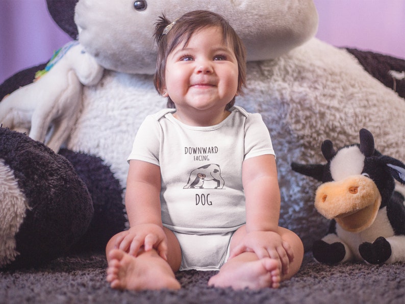 Fun Baby Onesie\u00aes Dog Baby Onesie\u00ae Yoga Dog Onesie\u00ae Yoga Baby Onesie\u00ae Downward Facing Dog Onesie\u00ae