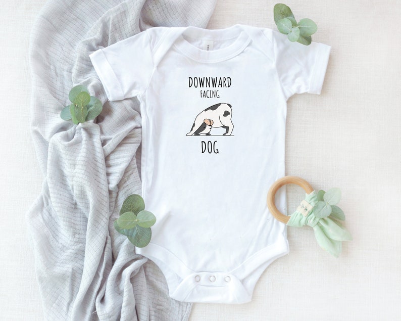Fun Baby Onesie\u00aes Dog Baby Onesie\u00ae Yoga Dog Onesie\u00ae Yoga Baby Onesie\u00ae Downward Facing Dog Onesie\u00ae