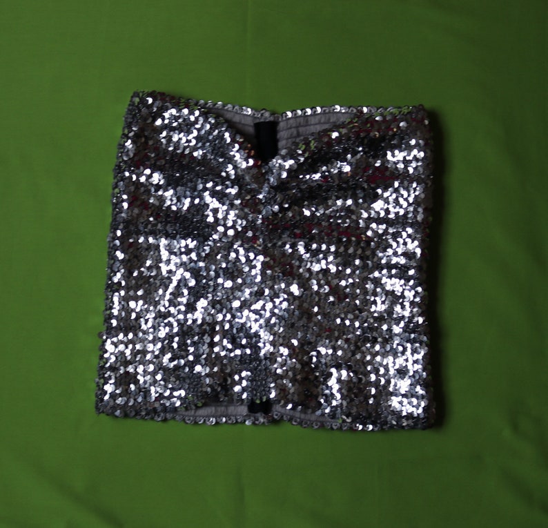 PartyNew Years Eve 90s Vintage Silver Sequin Boob Tube Tube Top