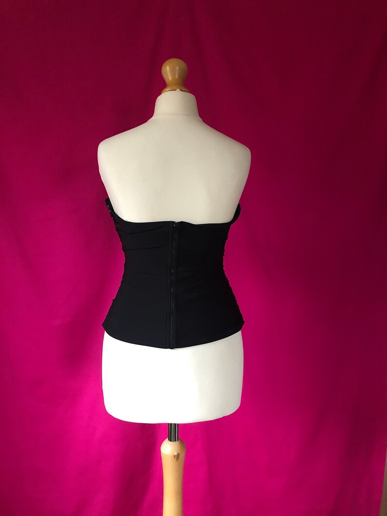 90s00s VintageRetro Black Corseted Sequin Boob TubeTube Top